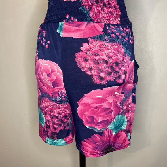 Blue Pink Floral Women’s Romper One Size - Picture 6 of 7